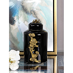 Банка с крышкой из фарфора с бронзовым цветочным элементом Eden Garden варинант исполнения - 4 | Loft Concept в Ижевске