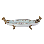 Блюдо овальное из голубого фарфора с ручками в виде бабочек и цветочным рисунком Blue Garden варинант исполнения - 1 | Loft Concept в Ижевске