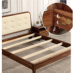 Кровать двуспальная с каркасом из дерева и мягким изголовьем Moon Walnut Bed варинант исполнения - 5 | Loft Concept в Ижевске