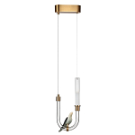 Подвесной светильник с декоративной фигуркой птицы на прозрачной изогнутой трубке Ganthea варинант исполнения - 2 | Loft Concept в Ижевске