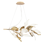 Люстра подвесная с декоративными белыми и золотыми листьями на текстурном основании Wintery flovers варинант исполнения - 1 | Loft Concept в Ижевске