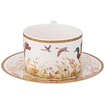 Чайная пара из фарфора с изображением собаки и уток 300 мл Hunting Porcelain Collection варинант исполнения - 2 | Loft Concept в Ижевске