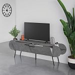 ТВ-тумба серая с 2-мя откидными дверцами и 2-мя открытыми полками CAPSULE TV STAND RETRO GREY варинант исполнения - 2 | Loft Concept в Ижевске