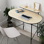 Стол письменный овальной формы с полкой LOUB WORKING TABLE BLACK OAK варинант исполнения - 5 | Loft Concept в Ижевске
