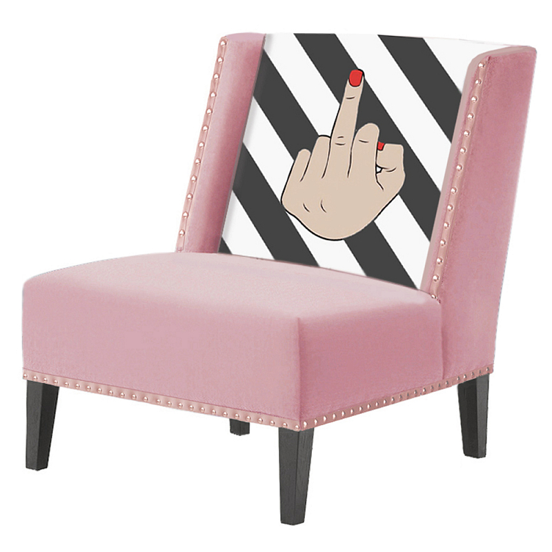 FUN Armchair "fuck off" pink  Дизайнерское кресло с цветным принтом Розовый пастельный в Ижевске | Loft Concept 