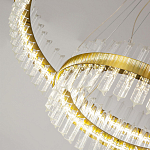 Люстра подвесная двухъярусная с золотистымыми кольцами и прозрачными стеклянными элементами Ring Horizontal варинант исполнения - 3 | Loft Concept в Ижевске