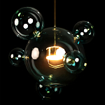 Подвесной светильник с прозрачными бирюзовыми стеклянными шарами и золотыми деталями Диаметр 46 Giopato & Coombes варинант исполнения - 4 | Loft Concept в Ижевске