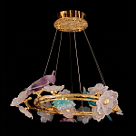 Люстра круглая на золотом каркасе с птичками и цветочным декором Miscellaneous herbs варинант исполнения - 5 | Loft Concept в Ижевске