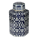 Ваза с крышкой и графическим узором в сине-белых цветах Blue & White Ornament  варинант исполнения - 2 | Loft Concept в Ижевске