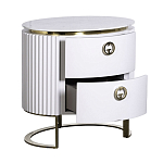 Тумбочка белая овальная с мраморной столешницей Thoroughbass варинант исполнения - 2 | Loft Concept в Ижевске