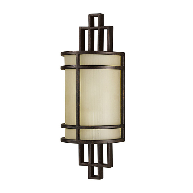 Бра бронзового цвета с полукруглым матовым стеклянным плафоном в геометрическом каркасе Feiss Бронза Бежевый в Ижевске | Loft Concept 