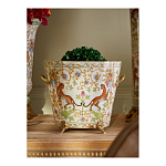 Кашпо с растительным и животным орнаментом на бронзовых ножках Turquoise Blooming Garden варинант исполнения - 4 | Loft Concept в Ижевске