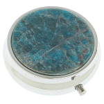 Таблетница карманная круглая с 3-мя отделениями и накладкой из натурального камня Апатит Голубой Silver Stone Pillboxes варинант исполнения - 1 | Loft Concept в Ижевске