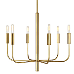 Люстра с 6-ю лампами на тонких изогнутых рожках в современном стиле Feiss варинант исполнения - 1 | Loft Concept в Ижевске