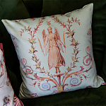 Декоративная подушка светло-зеленая с растительным орнаментом Raffael Angel Green Cushion варинант исполнения - 3 | Loft Concept в Ижевске