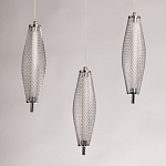 Люстра круглая каскадня с 5-ю плафонами из металлической сетки Mesh Lampshade Lighting варинант исполнения - 6 | Loft Concept в Ижевске