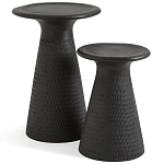 Круглый приставной столик из массива манго Piero Black Side Table варинант исполнения - 3 | Loft Concept в Ижевске