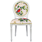 Стул светло-серый из натурального бука с изображением птиц и цветов Blooming Birds Red  варинант исполнения - 1 | Loft Concept в Ижевске