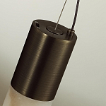 Подвесной светильник цилиндрической формы с плафоном из алебастра и металлическими торцами Темная Латунь 60 см Cryptocrystalline Stone варинант исполнения - 5 | Loft Concept в Ижевске