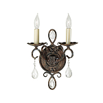 Бра с 2-мя лампами в виде свеч с подвесками и состаренным эффектом Feiss варинант исполнения - 1 | Loft Concept в Ижевске