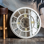 Зеркало настенное в белой металлической раме в виде часов Mirror Tower Clock варинант исполнения - 4 | Loft Concept в Ижевске