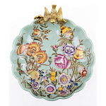 Блюдо из голубого фарфора с бронзовой птичкой Blue Garden варинант исполнения - 2 | Loft Concept в Ижевске