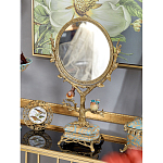 Зеркало с бронзовой подставкой в виде дерева и фарфоровыми птичками на голубом основании Eden Garden варинант исполнения - 4 | Loft Concept в Ижевске