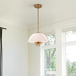 Подвесной светильник золотого цвета с полусферическим опаловым плафоном и декоративным элементом Elstead Lighting варинант исполнения - 7 | Loft Concept в Ижевске