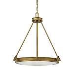 Люстра подвесная цвета латунь с плоским круглым матовым стеклянным плафоном на цепи Hinkley варинант исполнения - 1 | Loft Concept в Ижевске