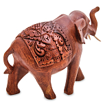 Статуэтка из дерева суар в виде слона в традиционном облачении Elephant in blanket варинант исполнения - 2 | Loft Concept в Ижевске