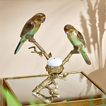 Подсвечник с двумя попугаями из фарфора на бронзовой ветке Eden Garden варинант исполнения - 1 | Loft Concept в Ижевске