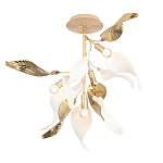 Люстра потолочная с белыми матовыми и золотыми глянцевыми листьями Wintery flovers варинант исполнения - 2 | Loft Concept в Ижевске