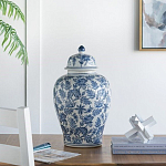 Ваза с крышкой и бело-синим цветочным узором Blue & White Ornament  варинант исполнения - 8 | Loft Concept в Ижевске