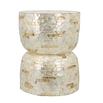 Приставной столик с мозаичным рисунком из раковин устриц Bone Inlay варинант исполнения - 2 | Loft Concept в Ижевске