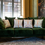 Декоративная подушка светло-зеленая с растительным орнаментом Raffael Floral Green Cushion варинант исполнения - 2 | Loft Concept в Ижевске