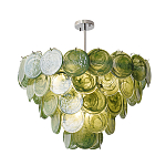 Люстра из зеленых стеклянных дисков с перламутровым эффектом Green Glowing Glaze варинант исполнения - 1 | Loft Concept в Ижевске
