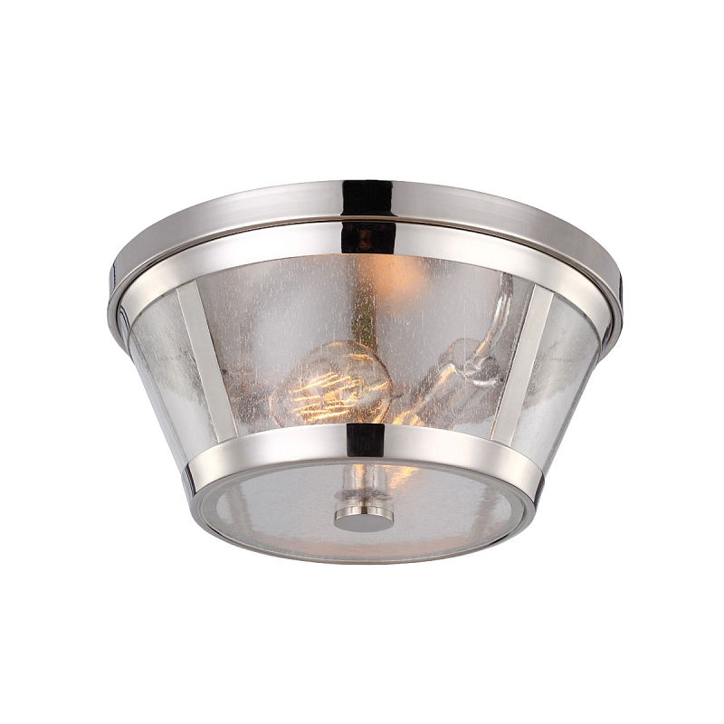 Потолочный светильник с плафоном из прозрачного пузырькового стекла Feiss Никель Прозрачное Стекло в Ижевске | Loft Concept 