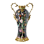 Ваза из фарфора черная с цветочной росписью и бронзовыми элементами Spring Garden варинант исполнения - 1 | Loft Concept в Ижевске