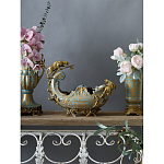 Чаша голубого цвета с оранментом и и бронзовыми фигурами леопардов Eden Garden варинант исполнения - 5 | Loft Concept в Ижевске