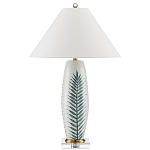 Настольная лампа овальная с тропическим принтом Stylized Aalm Leaves Motif варинант исполнения - 4 | Loft Concept в Ижевске