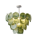Люстра из зеленых стеклянных дисков с перламутровым эффектом Green Glowing Glaze варинант исполнения - 8 | Loft Concept в Ижевске