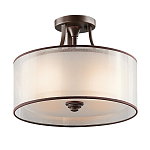 Потолочный светильник с двойным цилиндрическим плафоном из белого стекла и прозрачной органзы Kichler варинант исполнения - 1 | Loft Concept в Ижевске