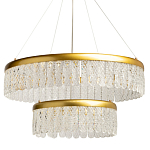 Люстра двухъярусная с золотого цвета и прозрачными подвесками Pettico варинант исполнения - 1 | Loft Concept в Ижевске