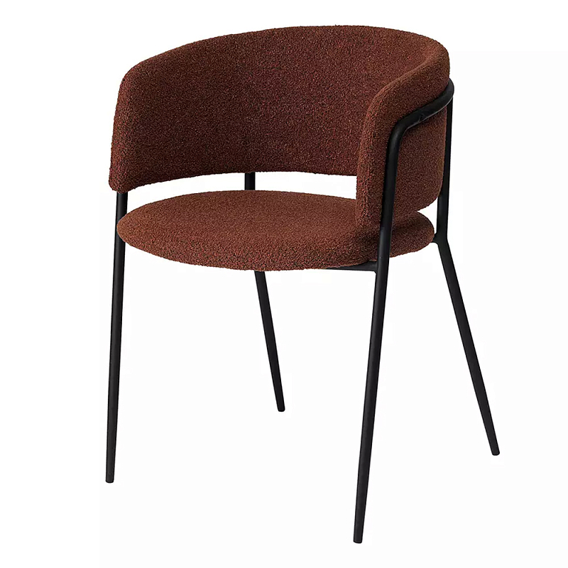 Стул полукруглый мягкий с буклированной обивкой Chair with Boucle Upholstery Черный Терракотовый в Ижевске | Loft Concept 