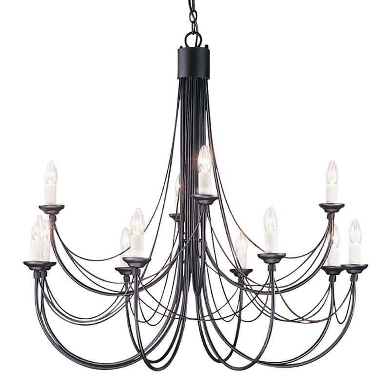 Люстра черного цвета ручной работы с канделябрами и переплетенной проволочной драпировкой Elstead Lighting Черный Белый в Ижевске | Loft Concept 