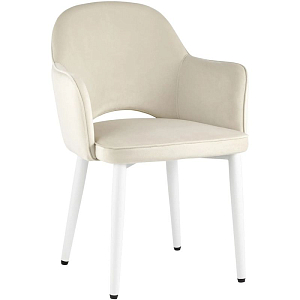 Стул SHARRON Молочный Велюр Белые Ножки