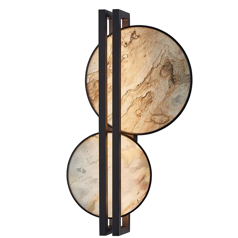 Бра из двух каменных дисков в металлической раме Constellation  в Ижевске | Loft Concept 