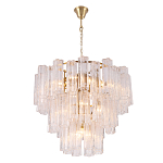 Люстра круглая многоярусная с прозрачными подвесками из стекла Hexagon Tube Light варинант исполнения - 3 | Loft Concept в Ижевске