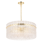 Люстра подвесная круглая с прозрачными рельефными стеклянными вставками и золотым основанием Textured Glass Chandelier варинант исполнения - 2 | Loft Concept в Ижевске