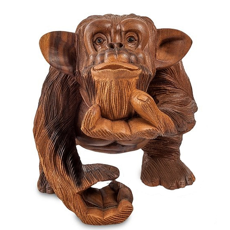 Статуэтка деревянная в виде обезьяны Wooden Monkey Коричневый в Ижевске | Loft Concept 